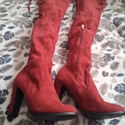 Above Knee Suede Boots 4" Heels Size 8