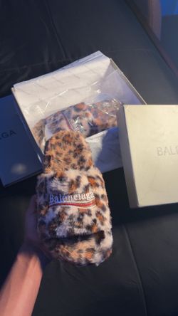 Balenciaga Furry Slide Leopard Brown Black