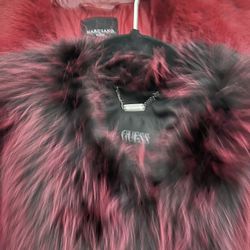 Red and Black Faux Fur Jacket