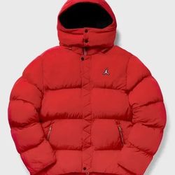 Nike Air Jordan Puffer Jacket Red Black Full Zip Hooded Repel DQ8104-612 Sz Large