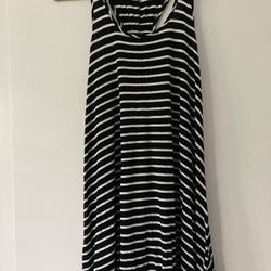 Preowned Socialite Racerback Tank Trapeze Striped Dress - Black/White - XS