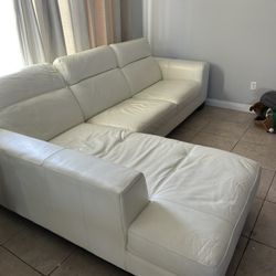 Sectional Sofa Set White Leather 