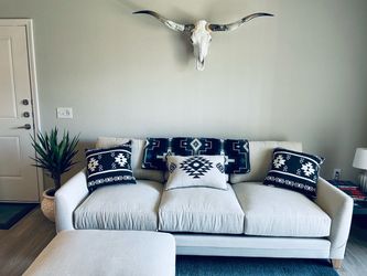 Beige Fabric Sofa + ottoman (like new)