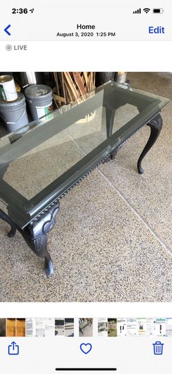 Table Wood And Glass Dark Wood 20”x50” X29-1/2 Tall Nice Table  