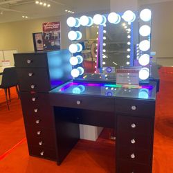 Black Vanity Set W/ Side Chest