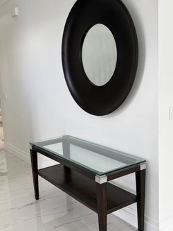 Glass Top Console Table with Lower Shelf