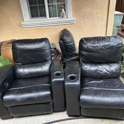 Black 3 Seat Theater Recliner 