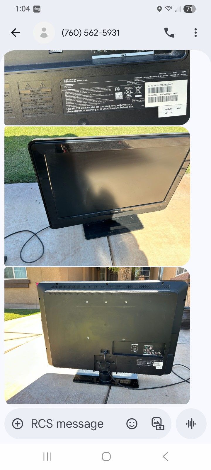 Panasonic 27 Inch TV