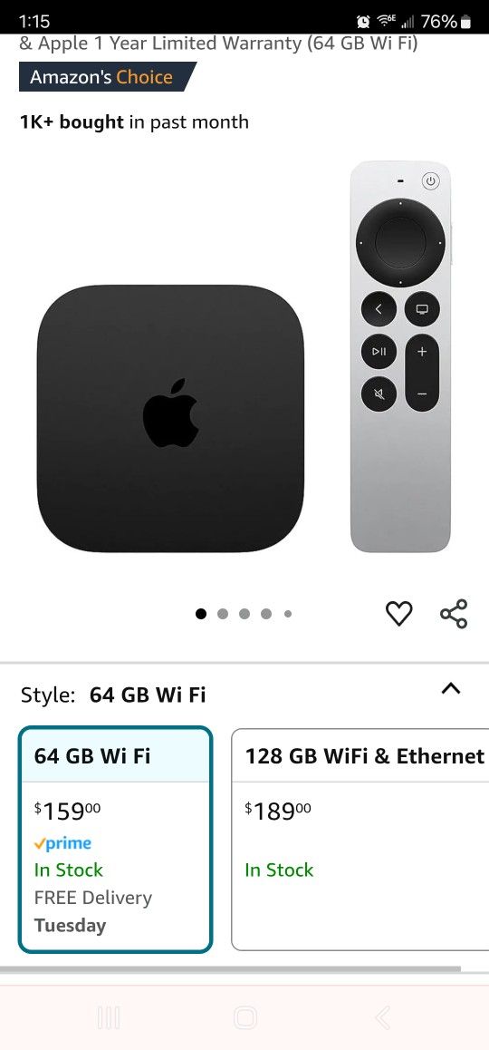 Apple TV 4K, 64gig NIB