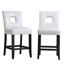Mendoza Keyhole Counter Height Back Stool Set of 2 White Leather