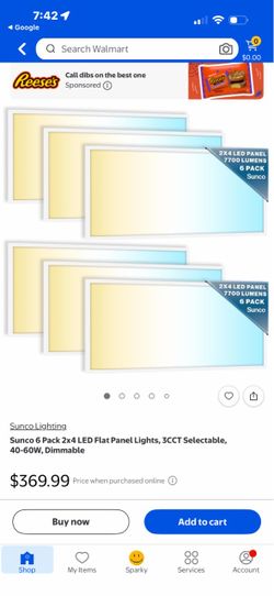 Sunco 2x4 LED Flat Panel Lights 6-Pack