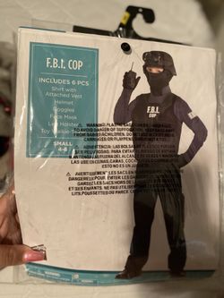 Boys FBI Cop Costume Size Small 4-6