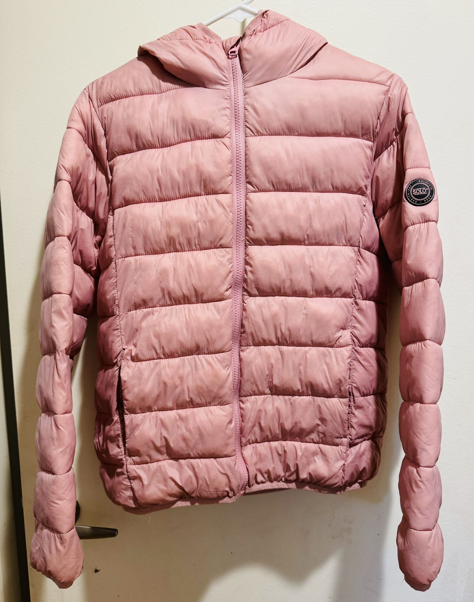 Light Pink Girl Puffy Hoodie Jacket Like New