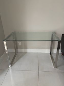 Glass Top Console Table with Chrome Legs
