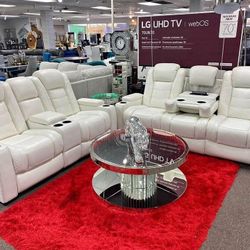 Brand New 💥$10 Down Payment Finance 💥White Led Power Reclining Living Room Set 