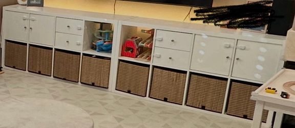 IKEA Kallax Shelf Unit set of 2 with boxes