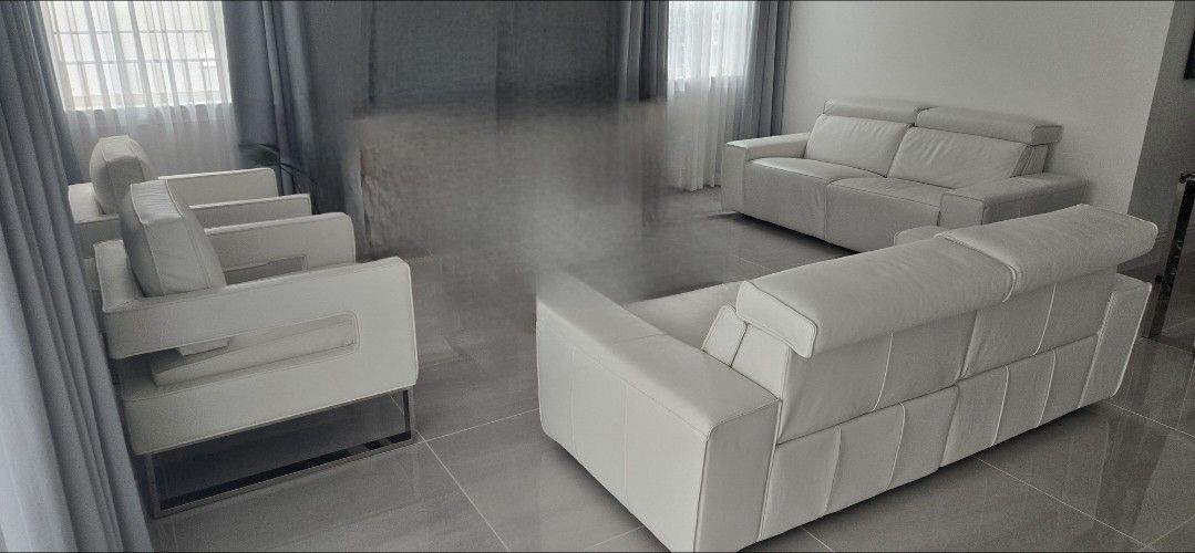White Leather Living Room Set