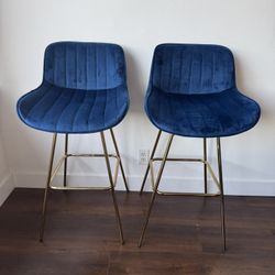 Blue Velvet Bar Stools 