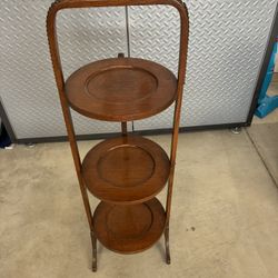Antique Arts & Crafts Oak Folding 3-tier Cake Stand/display Stand 