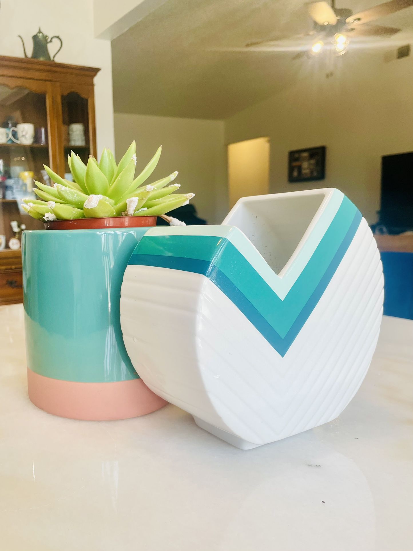 Teal Planter Flower Pots