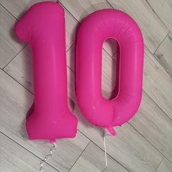 Large 40” Number 10 Balloons In Hot Pink  