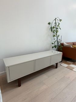 Beige Low-Profile Media Console Sideboard