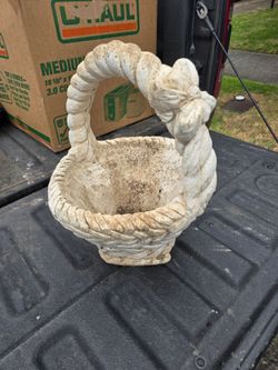 Concrete Basket Garden Decor