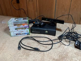 XBOX 360 with GAMES, KINECT, and REMOTE