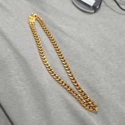 14k 10mm Gold plated cuban Link Chain Necklace 20"