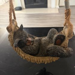 Black Bear On Canopy Hammock Statue Wall Hanging Resin  Wildlife 