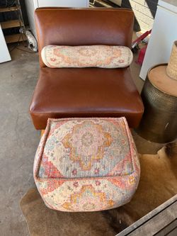 World market chair with pillow and ottoman