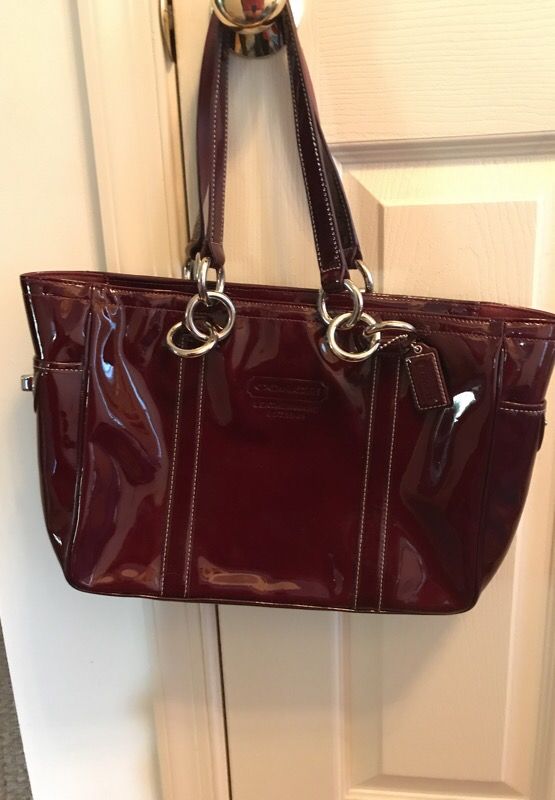 Authentic Coach Purse Shiny Red Leather