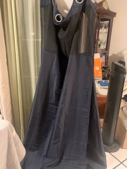 Black and Gray Grommet Top Curtain Panel Modern Textured Desig