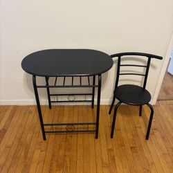 Black Small Kitchen Or Dining Table And Chair 30”x31”x21”