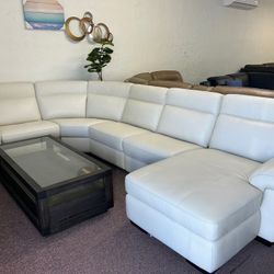 Furniture- Natuzzi 5 pc real Italian leather sectional with 2 power recliners- Julius $2,299