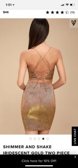 2 pc set gold skirt and top from {url removed}