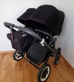 Bugaboo Donkey Duo Double Stroller (2016 Model) All Black on Black