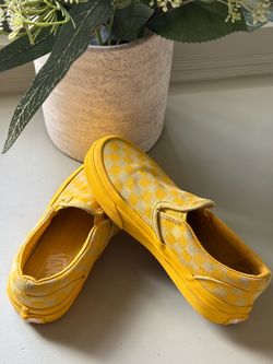 Vans Kids Yellow Checkerboard Slip-On Sneakers