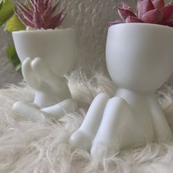 Der Rose Human Shaped Ceramic Feat Artificial Pink Succulent Plants