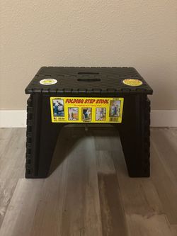 Black Folding Step Stool 300 lb Capacity Portable Heavy Duty Brand New