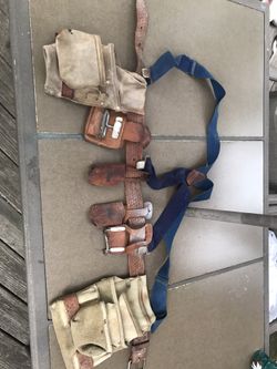Leather framing bags with suspenders