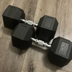 55 lb Dumbbells (Pair – 110 lbs total) – Commercial Quality, Unused