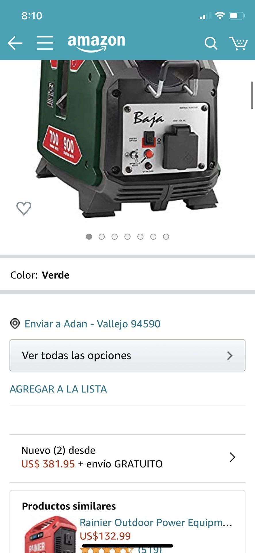 BAJA GENERATOR WORKS WITH PROPANE GAS BRAND NEW. THE COST IN THE STORE IS THE 380