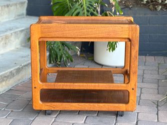 vintage 70s bar cart storage cart mid century modern teak walnut