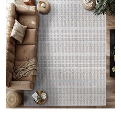 Modern Indoor Area Rug Stripe 9x12 Durable Soft Geometric Durable Low and High Pile Stain Resistant Non Shedding