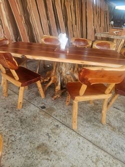 RED CEDAR CHAIR AND TABLE