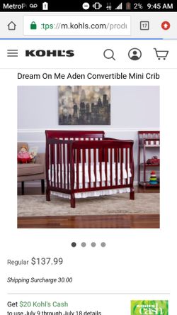 Cherry wood mini crib