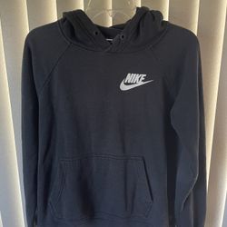 Nike Swoosh Logo Black Fleece Hoodie Pullover Sweatshirt Mens Size S