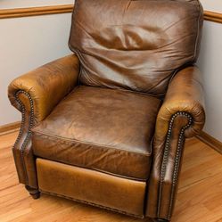 Bernhardt Van Gogh 100% Genuine Leather Reclining Club Chair