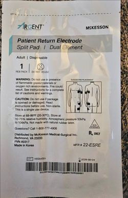 McKesson Argent 22-ESRE Patient Return Electrode, box of 50